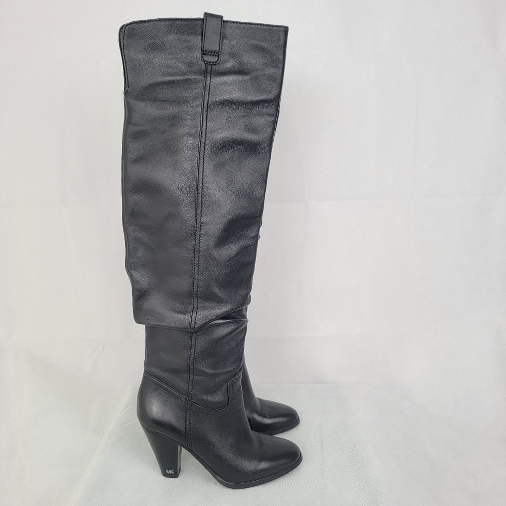 MICHAEL Michael Kors Womens 5.5M Boots Slouch Leather BLACK Knee High
